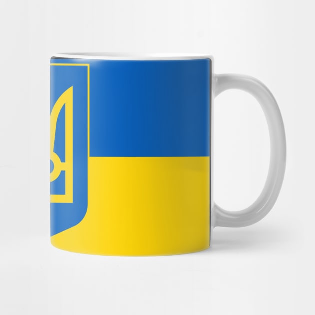 Flag of Ukraine with Coat of Arms (black background) by COUNTRY FLAGS